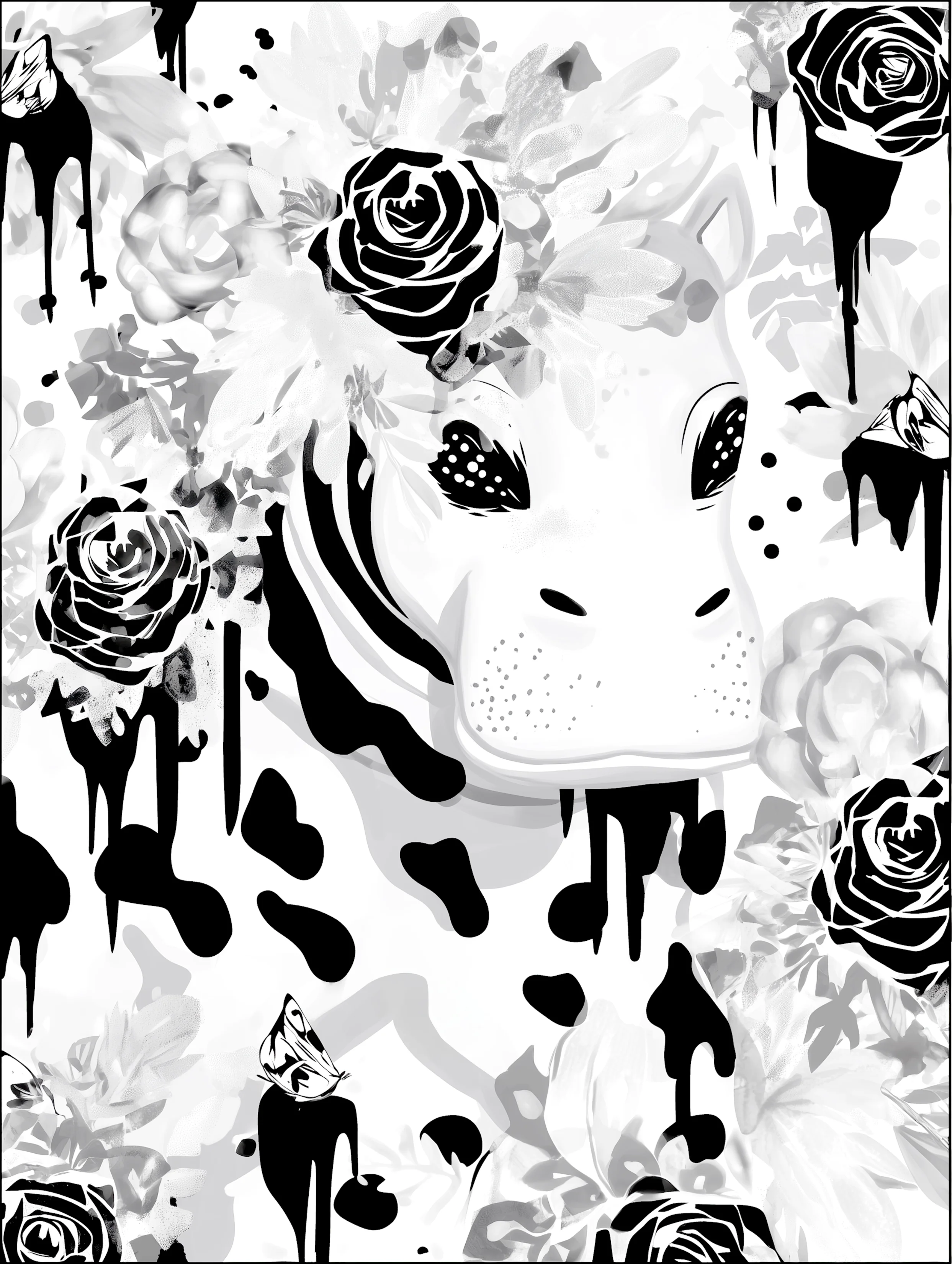 Free printable hippo coloring page featuring white hippo